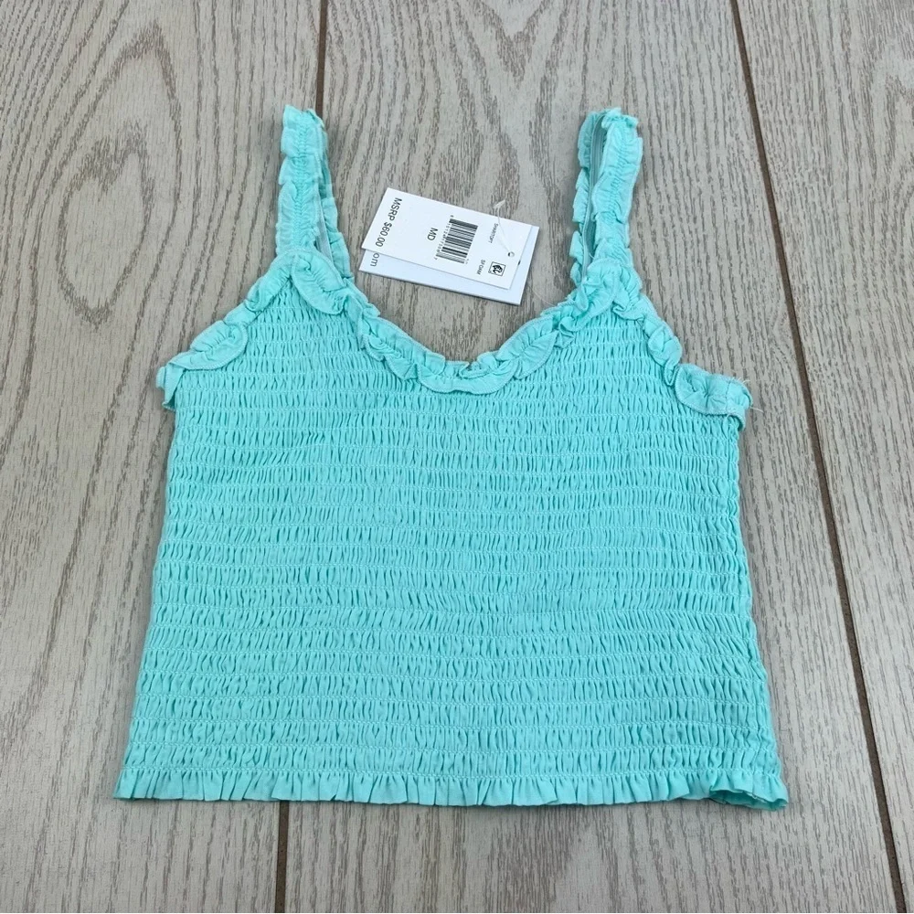 Katie J NYC Girl's Tween Shari Solid Elastic Fitted Tank Top Med Seafoam $60